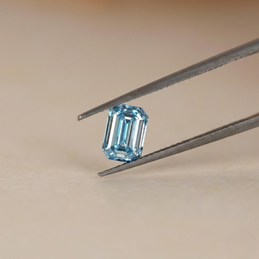 1.0 CT Fancy Blue Emerald Cut Lab Diamond IGI Certified Loose Stone for Custom Ring or Pendant.
