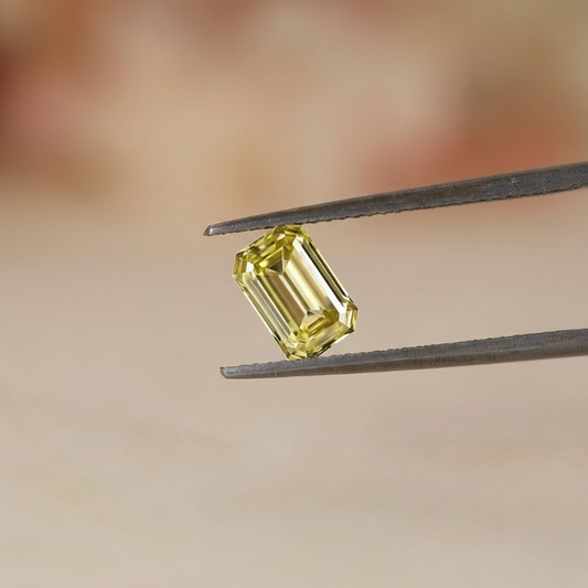 1.0 CT Vivid Yellow Emerald Cut Lab Diamond | IGI Certified | Loose Fancy Cut Diamond for Custom Ring.