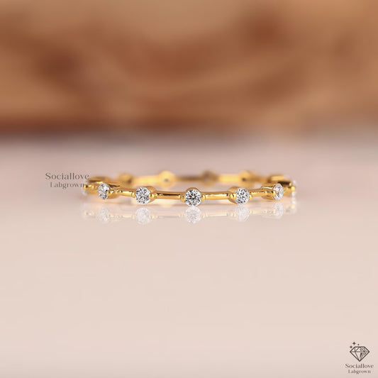 Lab-Grown Diamond Bubble Float Eternity Band – Round Cut Full Eternity Ring, Dainty Stackable Wedding Band Gift for Her.