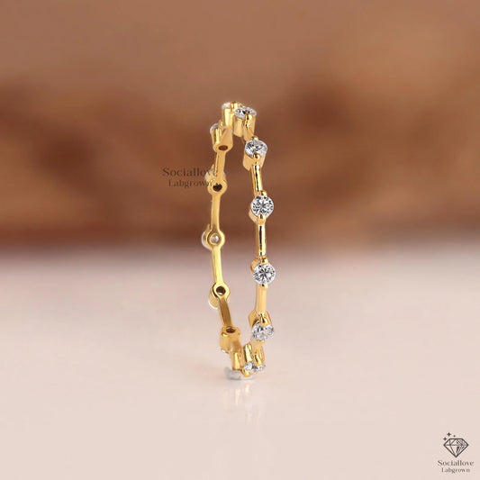 Lab-Grown Diamond Bubble Float Eternity Band – Round Cut Full Eternity Ring, Dainty Stackable Wedding Band Gift for Her.