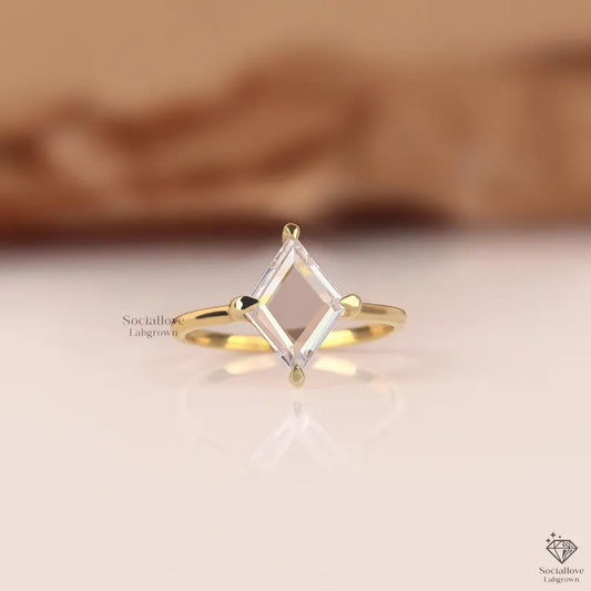 Lozenge Cut Diamond Ring - 1.50 CT Flat Portrait Diamond - 14K Gold Fancy Shape Engagement Ring - IGI Certified Lab Diamond Gift for women.