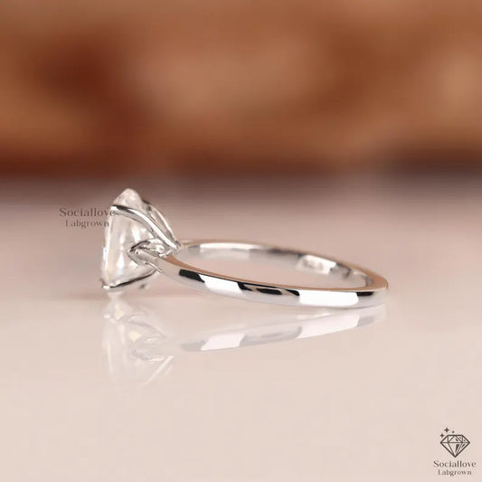 2 CT Oval Lab Grown Diamond Engagement Ring IGI Certified 14k Solid Gold Tulip Setting Classic Solitaire Bridal Ring Wedding & Anniversary Gift for Her.