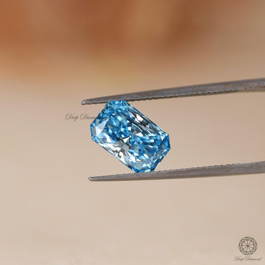 3 CT Radiant cut Lab Grown Diamond, Intense Vivid Blue Lab Created Diamond, Fancy Loose Diamond For Engagement Ring & Pendants, Gift For Her