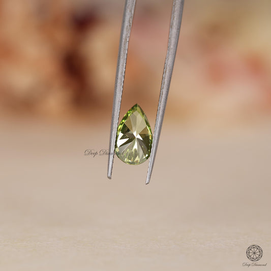 2.10 CT Green Pear cut Lab Grown Diamond, Loose Lab Created Diamond For Wedding Ring & Pendant, Certified Fancy Shaped Green Diamond For Her