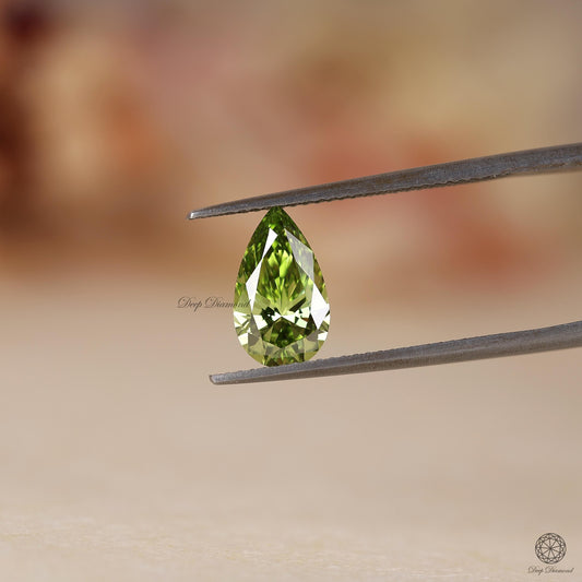 2.10 CT Green Pear cut Lab Grown Diamond, Loose Lab Created Diamond For Wedding Ring & Pendant, Certified Fancy Shaped Green Diamond For Her