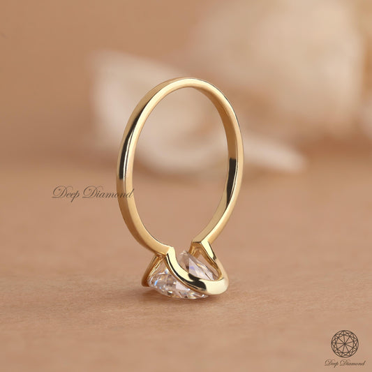 Oval Diamond Ring, Half Bezel Set Lab Grown Diamond Engagement Ring, Excellent Cut IGI Certified 1–3 CT Solitaire Ring, Anniversary Ring