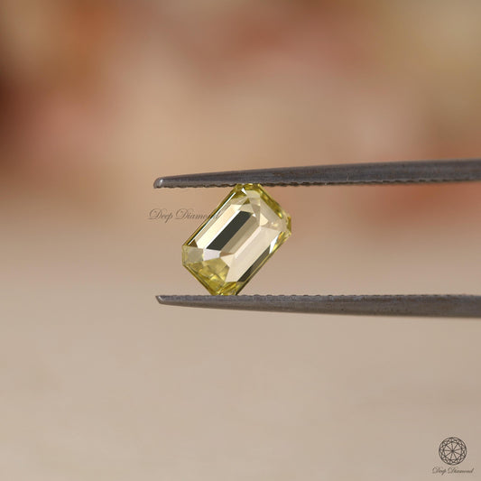 Emerald cut Lab Grown Diamond, Fancy cut Vivid Yellow Diamond, 1.0 CT IGI Certified Lab Created Diamond, Customize Emerald Diamond For Ring
