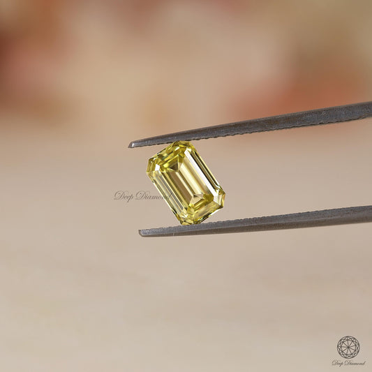 Emerald cut Lab Grown Diamond, Fancy cut Vivid Yellow Diamond, 1.0 CT IGI Certified Lab Created Diamond, Customize Emerald Diamond For Ring