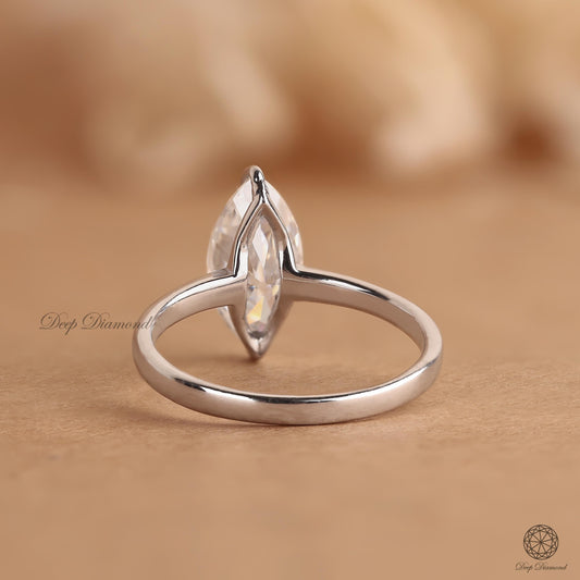Marquise cut Lab Grown Diamond Ring, 1 - 3 CT Lab Created Diamond Engagement Ring, IGI Certified Marquise Ring, Daily Wear Ring For Women