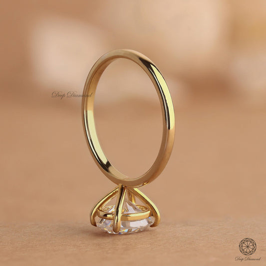 Oval Diamond Engagement Ring, IGI Certified 2 CT Lab Created Diamond Ring, Low Profile Solitaire Ring, Handmade Wedding Ring, Proposal Ring