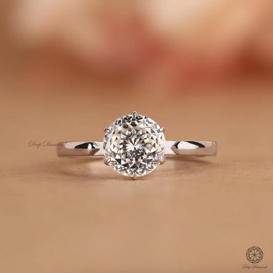 Portuguese Cut Lab Grown Diamond Ring, Tulip Basket Set Engagement Ring for Women, IGI Certified E/VS1 Diamond Ring, Anniversary Ring Gift