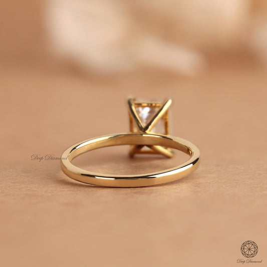 Emerald Cut Diamond Solitaire Ring, IGI Certified 1–3 Carat Lab Created Diamond Ring, Engagement Ring, Diamond Ring for Matching Band Gift