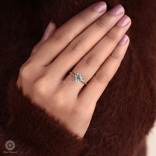 Cushion Cut Diamond Engagement Ring, IGI Certified 1–3 Carat Lab Created Diamond Ring, Low Profile Solitaire Ring, Comfort Fit Bridal Ring