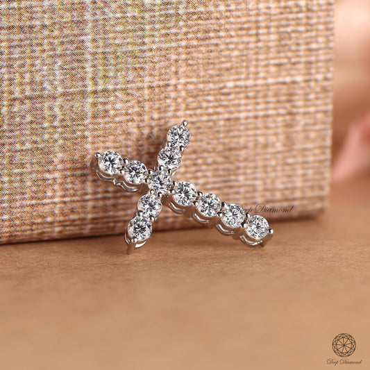 Round cut Lab Diamond Cross Pendant For Women, Christian Faith Pendant, Certified Lab Created Diamond Charm, Religious Pendant, Gift For Her