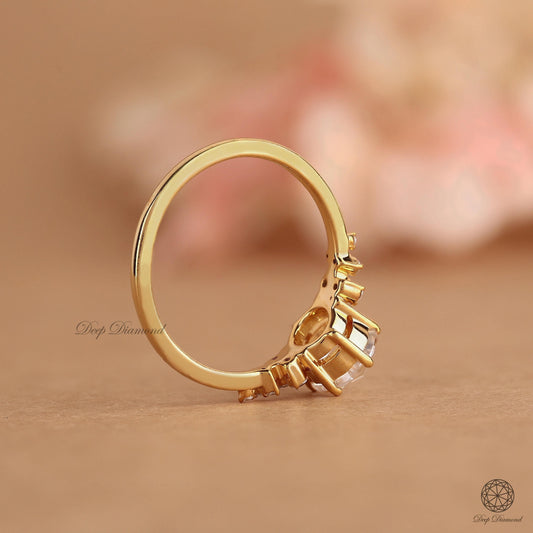 Round Rose Cut Diamond Engagement Ring, Snowdrift Ring, 1–2 CT Lab Created Diamond Ring, Fancy Cut Wedding Ring, Anniversary Ring for Wife