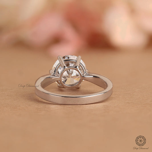 Round Cut Lab Grown Diamond Engagement Ring, 1–3 CT Brilliant Diamond Ring, IGI Certified E/VS1 Diamond Solitaire Ring, Bridal Ring Gift