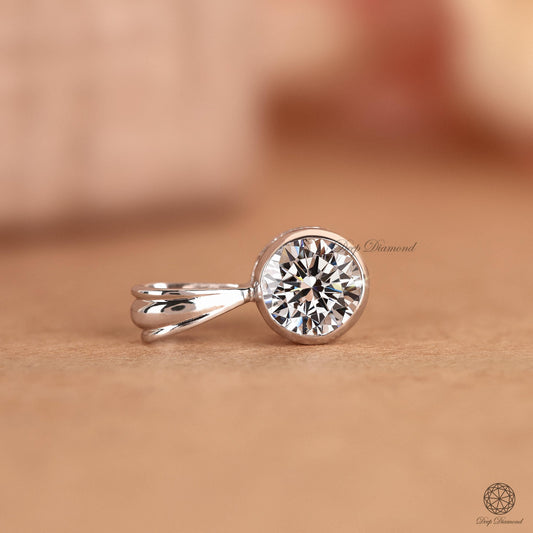 Round Lab Grown Diamond Pendant For Women, Bezel set Solitaire Pendant, IGI Certified 1 to 2 CT Diamond Charm, Wedding Pendant, Gift For Her