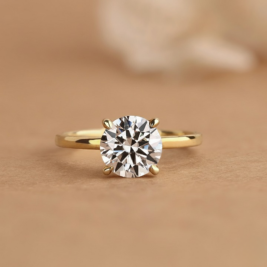 IGI Certified E/VS1 Round Cut Lab Grown Diamond Engagement Ring - Classic Brilliant Solitaire Ring Valentine Day Gift for her.