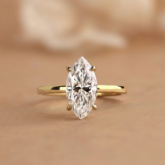 2 CT Marquise Cut Lab Grown Diamond Engagement Ring IGI Certified Minimalist Solitaire Wedding Ring 14K Gold Anniversary & Valentine Day Gift for Her.