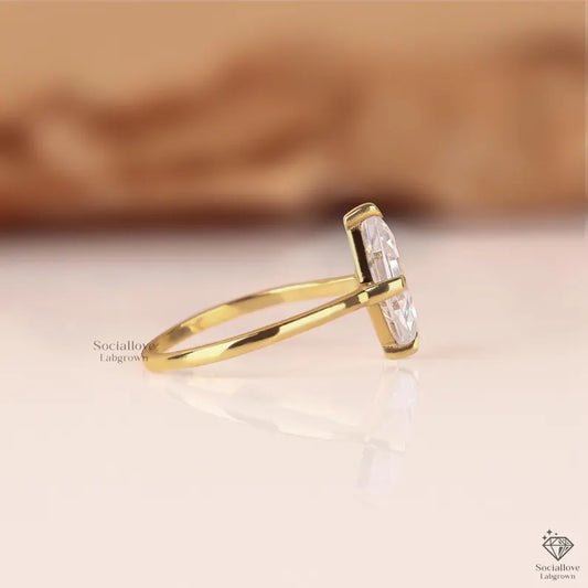 Lozenge Cut Diamond Ring - 1.50 CT Flat Portrait Diamond - 14K Gold Fancy Shape Engagement Ring - IGI Certified Lab Diamond Gift for women.