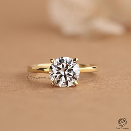 Round Cut Lab Grown Diamond Engagement Ring, IGI Certified E/VS1 Brilliant cut Diamond Ring, Classic Solitaire Ring, Proposal Ring For Women