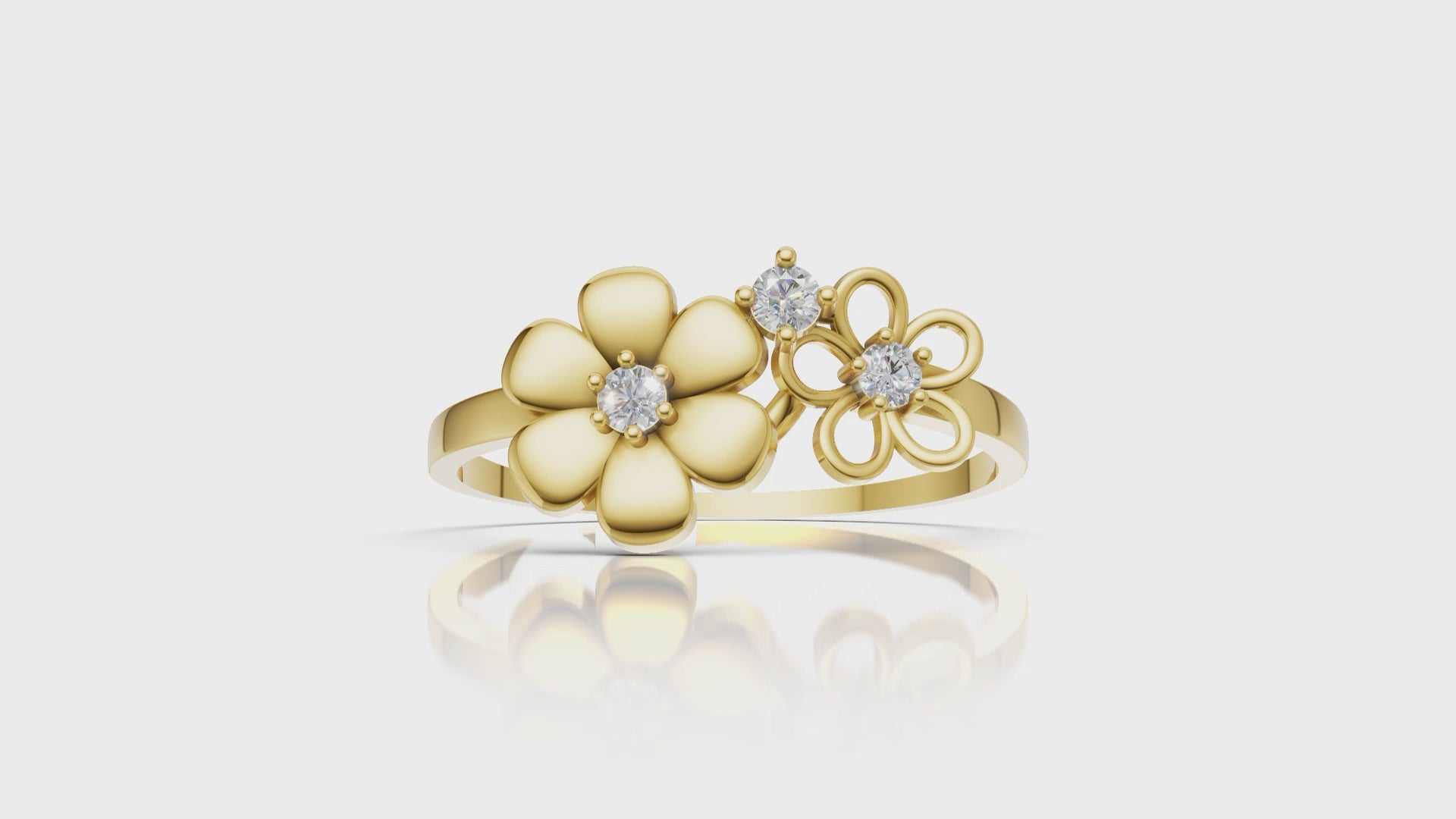 IGI Certified Floral Diamond Ring in 14K Yellow Gold, Flower Design Anniversary Ring for Women, Nature Inspired Diamond Cocktail Ring Gift.