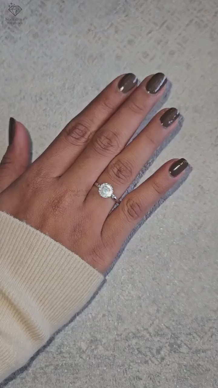 Portuguese Cut Lab Grown Diamond Engagement Ring | 1-3 CT E/VS1 Solitaire | IGI Certified Tulip Setting in 14K Gold Ring Gift for women.