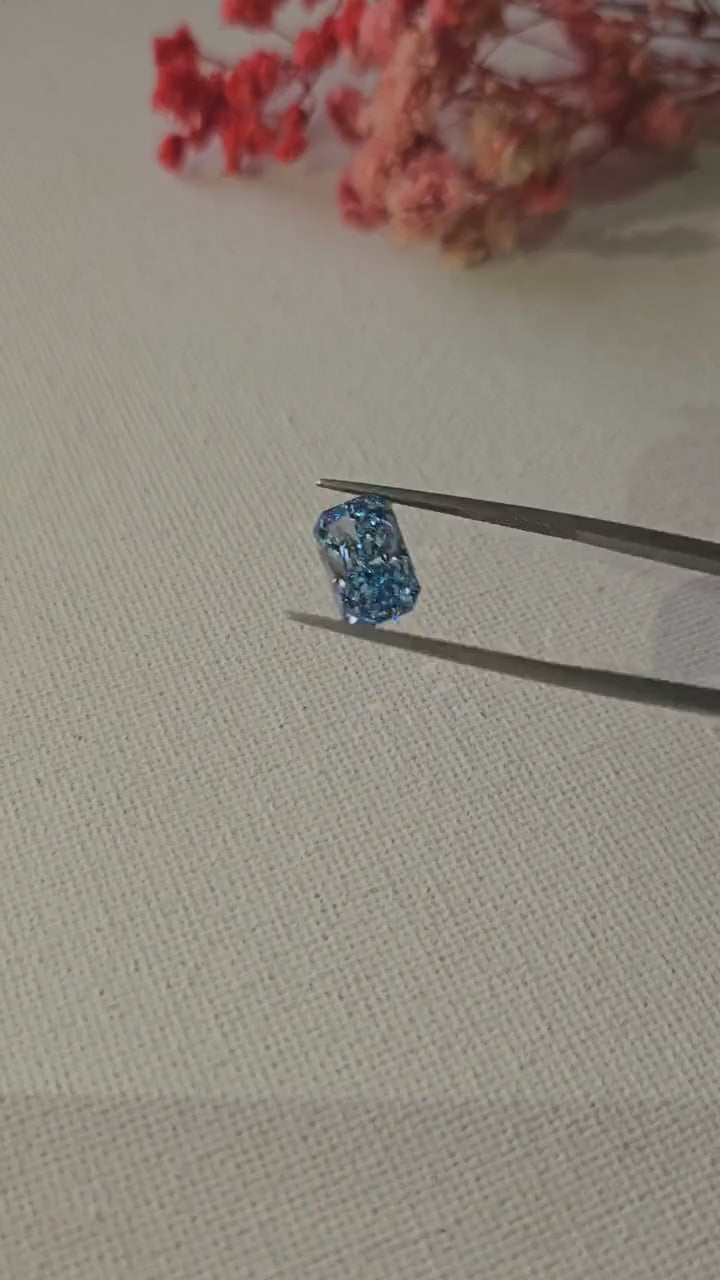 3 CT Radiant cut Lab Grown Diamond, Intense Vivid Blue Lab Created Diamond, Fancy Loose Diamond For Engagement Ring & Pendants, Gift For Her